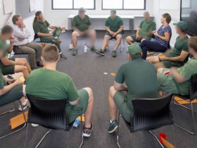 Individuals in a classroom setting participating in an educational workshop.